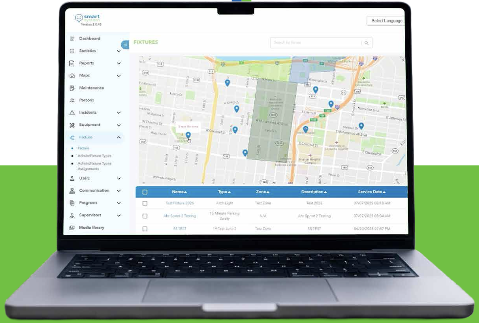 The SMART System dashboard shown on a laptop