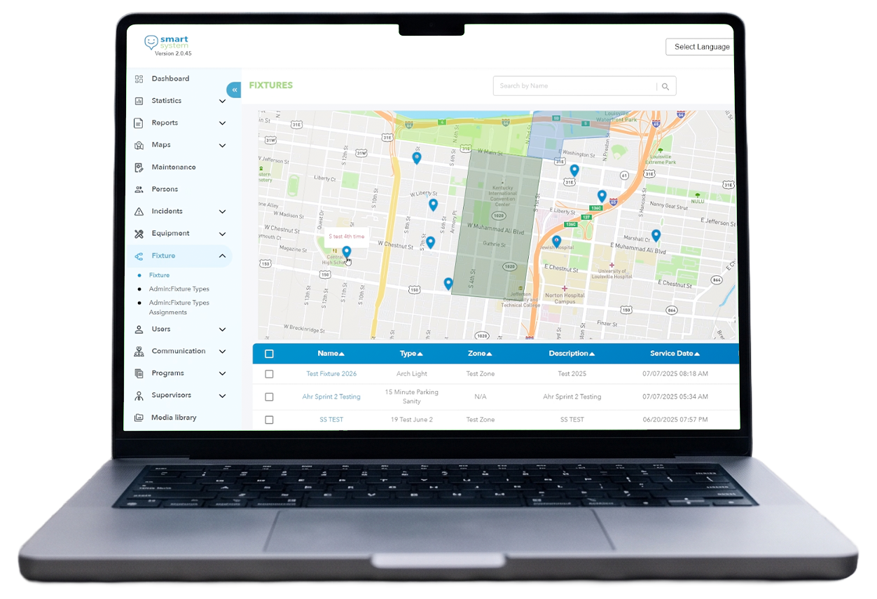 The SMART System dashboard shown on a laptop